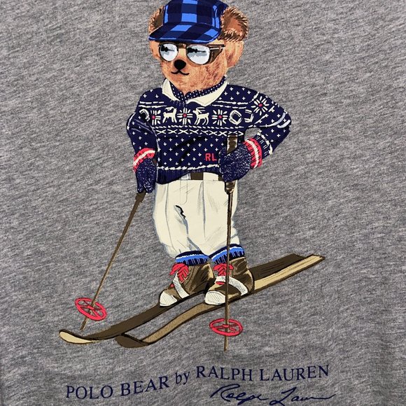 Polo Ralph Lauren Men Teddy Polo Bear Skiing Graphic Crew T-Shirt Size NEW - Picture 3 of 8